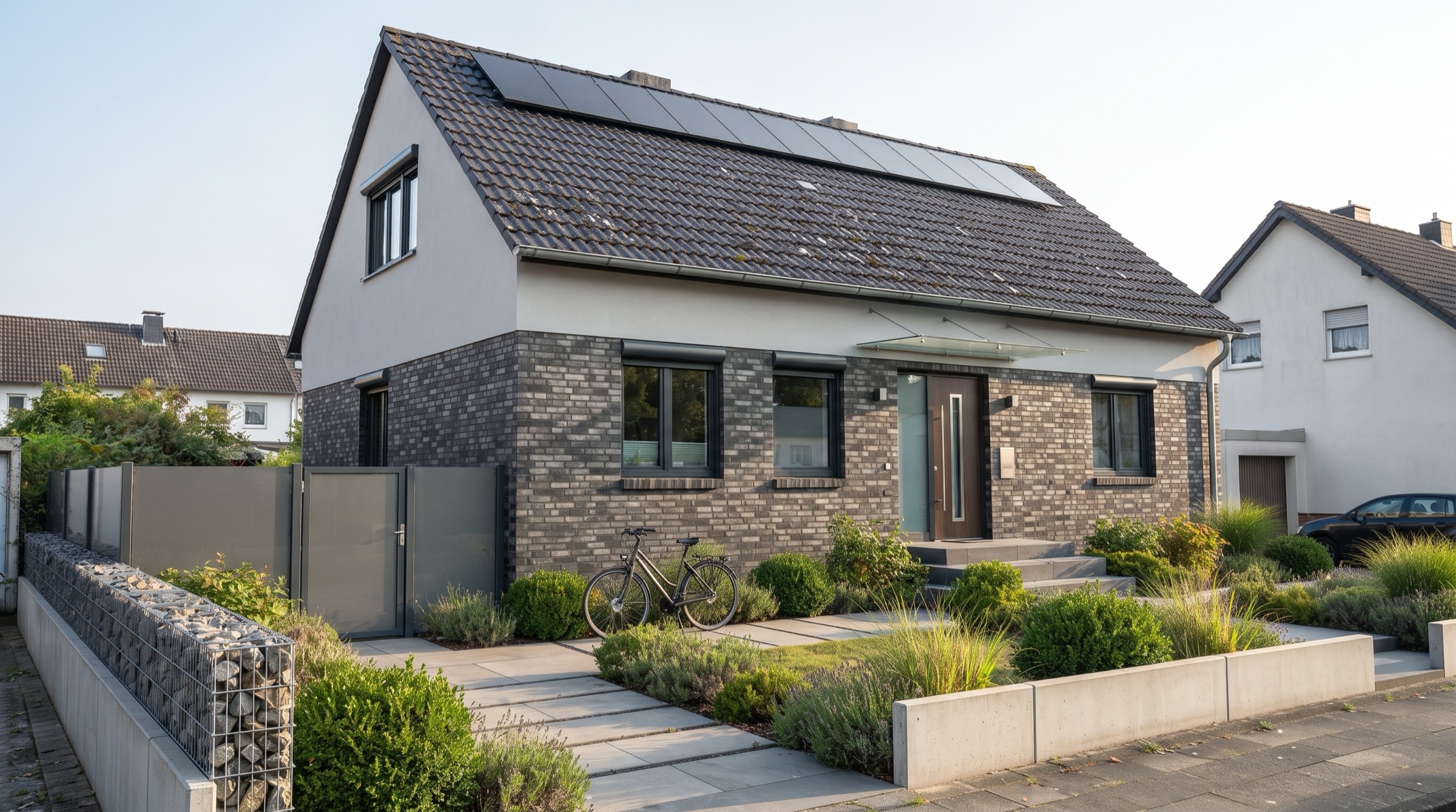 Neu gestrichene Fassade eines Einfamilienhauses bei Nürnberg